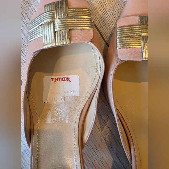 Napeleoni Size 41 (10) Square Toe Slingback Block Heel Ballet Pink Made in Italy - Picture 6 of 11